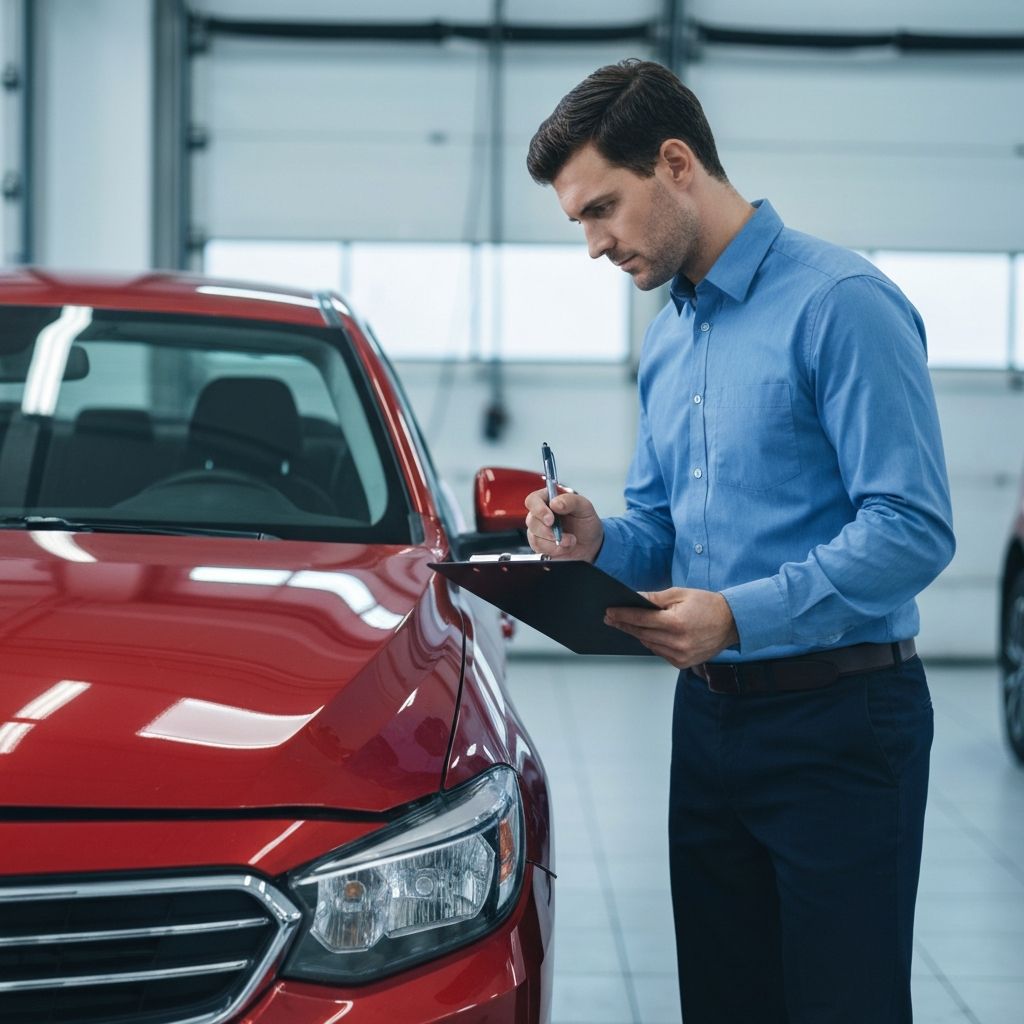 Insurance adjuster inspecting a vehicle