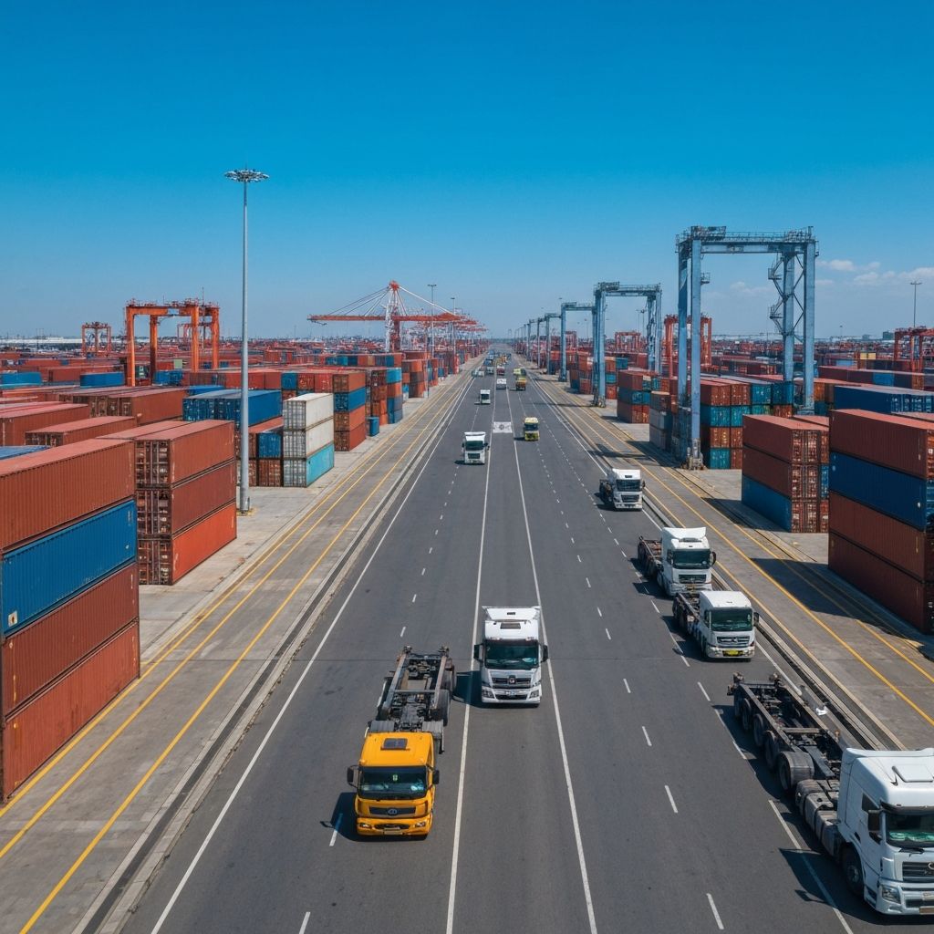 Shipping port and cargo logistics facility